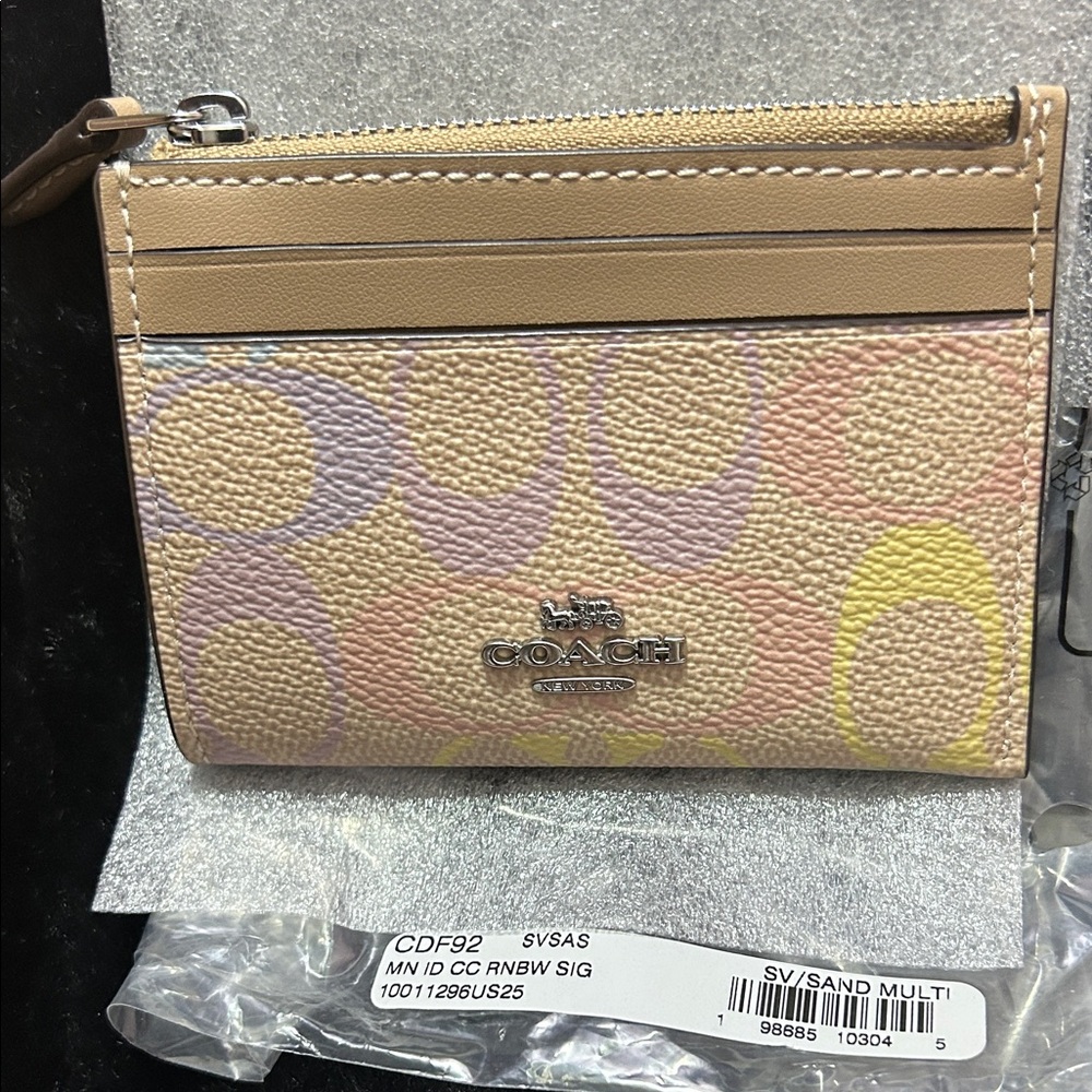Coach Mini Skinny ID Case in Rainbow Pastels NEW IN PCKG - Picture 2 of 7